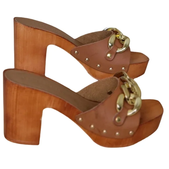 Madden Girl Tan Brass Link Platform Dress Sandals - 7M - Picture 3 of 7